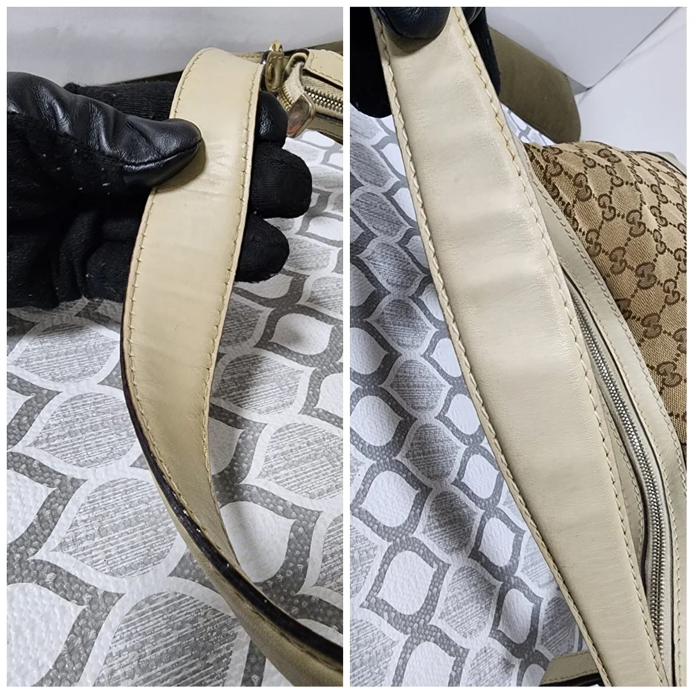 GUCCI Monogram Medium Lovely Heart Hobo Off White/Brown